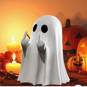 Funny Halloween Ghost Figurine- Decor- Flipping The Bird- Middle Finger Salute